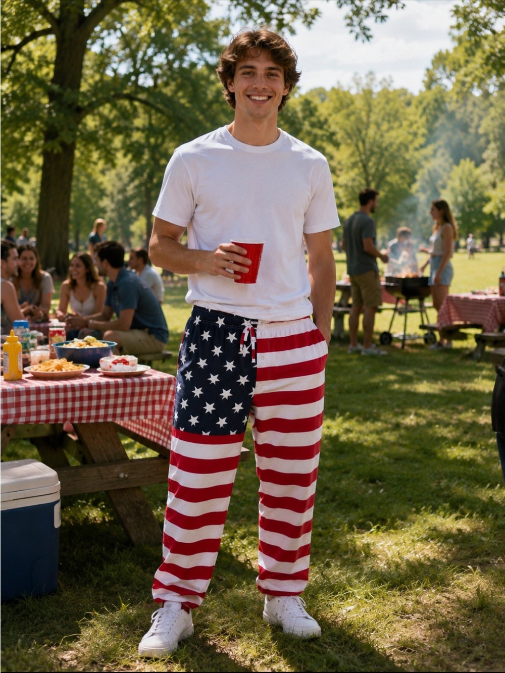 Mad Engine Mens All American Flag Patriotic Star & Stripe Lounge Pants. XL. NWT.